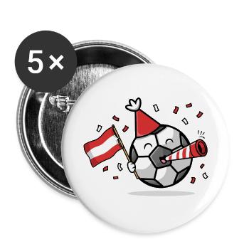 Fußball Fan Österreich - Buttons groß 56 mm (5er Pack) - Weiß - Vorne