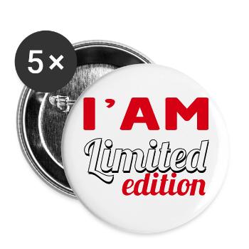 LIMITIERTE AUFLAGE - Buttons groß 56 mm (5er Pack) - Weiß - Vorne