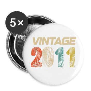 Jahrgang 2011 Retro - Bestseller - Buttons groß 56 mm (5er Pack) - Weiß - Vorne