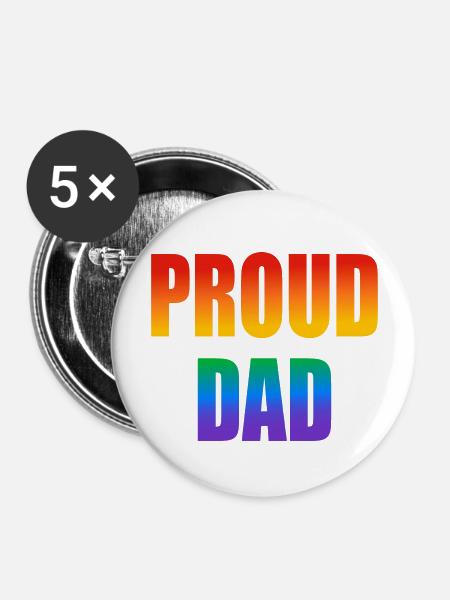 Stolzer Papa schwuler Regenbogen - Buttons groß 56 mm (5er Pack) - Weiß