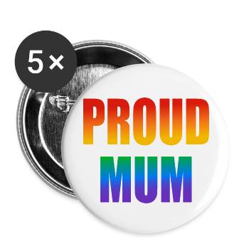 Stolze Mutter schwuler Regenbogen - Buttons groß 56 mm (5er Pack) - Weiß - Vorne