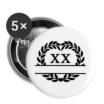 Zwanzig Jahre, in lateinischen Ziffern Lorbeerkranz - Buttons groß 56 mm (5er Pack) - Weiß - Vorne