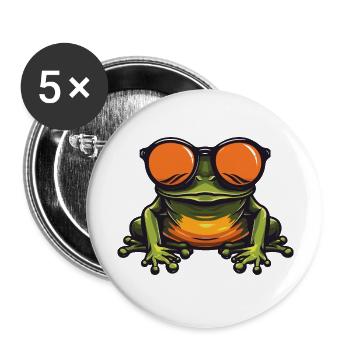 Frog Funny Cool - Buttons large 2.2''/56 mm (5-pack) - white - Front