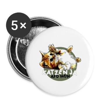 Süße Katze Ja, Partei AfD Nein - Buttons groß 56 mm (5er Pack) - Weiß - Vorne