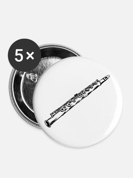 Flöte - Buttons groß 56 mm (5er Pack) - Weiß