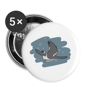Illustrations Design "Pinguin Kisses" - Buttons groß 56 mm (5er Pack) - Weiß - Vorne