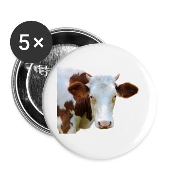 lustige Kuh Kuhkopf Geschenk Bauern Landwirte - Buttons groß 56 mm (5er Pack) - Weiß - Vorne