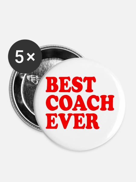 Best coach ever - Buttons groß 56 mm (5er Pack) - Weiß