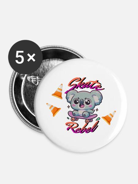 Skate Rebell - Buttons groß 56 mm (5er Pack) - Weiß