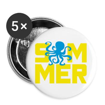 Sommer Oktopus Tischenfisch Urlaub Ferien Meer - Buttons groß 56 mm (5er Pack) - Weiß - Vorne