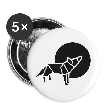black wolf origami - Buttons large 2.2''/56 mm (5-pack) - white - Front