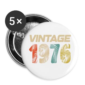 Vintage 1976 Retro - Bestseller - Buttons groß 56 mm (5er Pack) - Weiß - Vorne