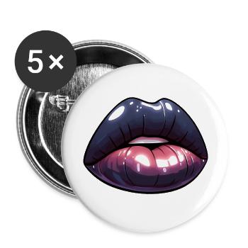 Lèvres Noires - Mystère Sombre - Lot de 5 grands badges (56 mm) - blanc - Devant