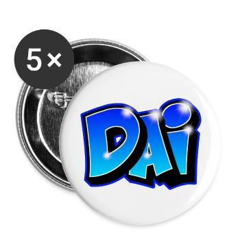 Graffiti "DAI" imprimable sur tout support - Lot de 5 grands badges (56 mm) - blanc - Devant