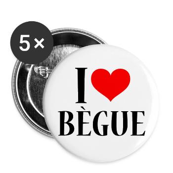 I Heart Bègue J'aime un Bègue Soutient Bégaiement - Lot de 5 grands badges (56 mm) - blanc - Devant