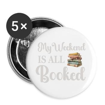 Reading Books Bookworm - Buttons large 2.2''/56 mm (5-pack) - white - Front