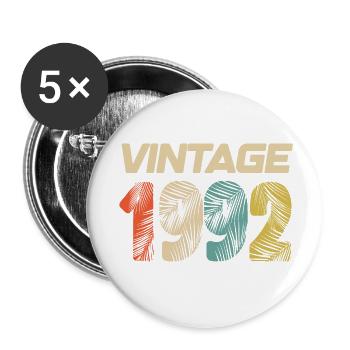 Vintage 1992 Retro - Bestseller - Buttons groß 56 mm (5er Pack) - Weiß - Vorne