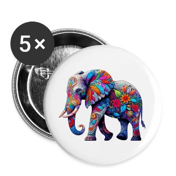 Elephant - Buttons large 2.2''/56 mm (5-pack) - white - Front