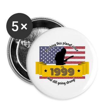 25. Anniversaire Rocking this planet since 07/1999 - Lot de 5 grands badges (56 mm) - blanc - Devant