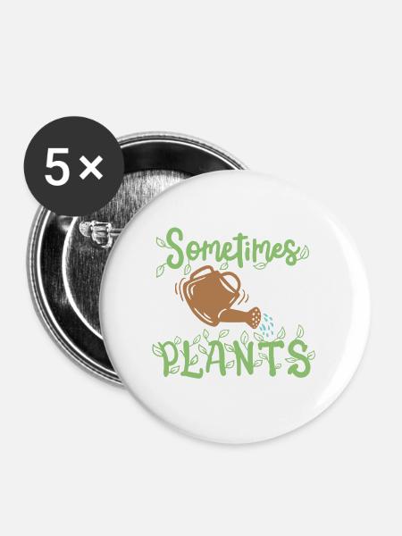 Pflanzen Gartenarbeit - Buttons groß 56 mm (5er Pack) - Weiß