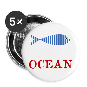 FISH. APRIL FOOL. HOLIDAY. SUMMER. HUMOR - Buttons large 2.2''/56 mm (5-pack) - white - Front
