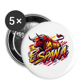 Espana Spanien Bullen Design - Buttons groß 56 mm (5er Pack) - Weiß - Vorne