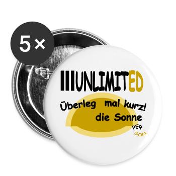 Überlegt mal kurz! die Sonne - Buttons groß 56 mm (5er Pack) - Weiß - Vorne
