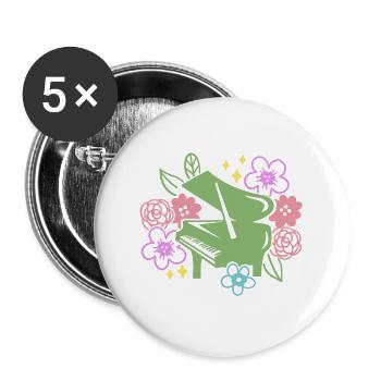 Klavierspieler Pianist - Buttons groß 56 mm (5er Pack) - Weiß - Vorne