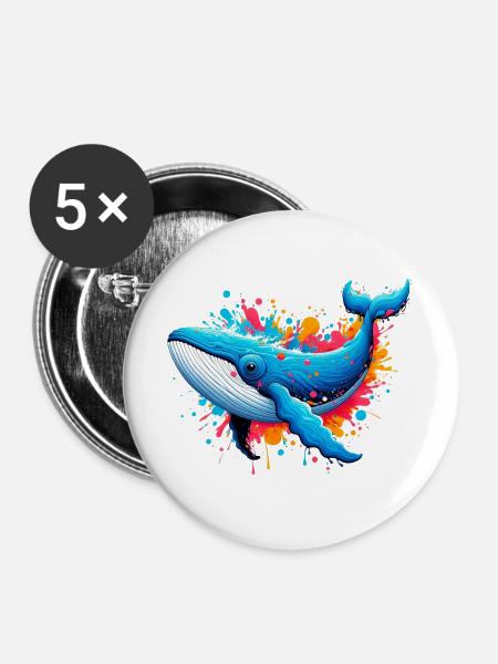 Wal - Buttons groß 56 mm (5er Pack) - Weiß