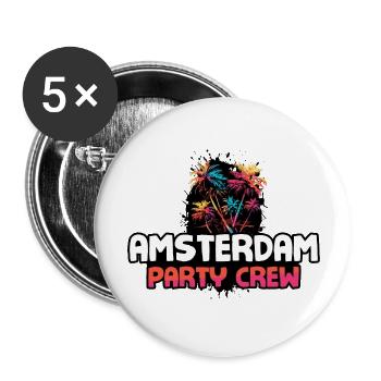 Amsterdam Party Crew - Buttons groß 56 mm (5er Pack) - Weiß - Vorne
