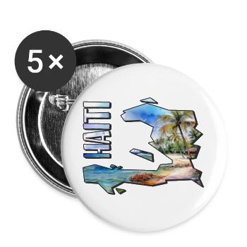 Aquarell Landkarte Haiti - Buttons groß 56 mm (5er Pack) - Weiß - Vorne