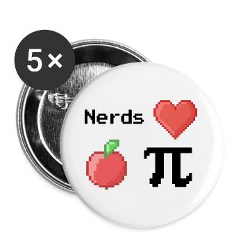 nerds love apple pi pie sprüche math s pixel - Buttons groß 56 mm (5er Pack) - Weiß - Vorne