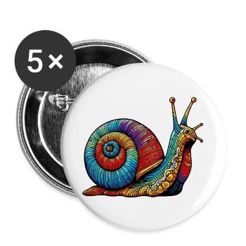 Schnecke - Buttons groß 56 mm (5er Pack) - Weiß - Vorne