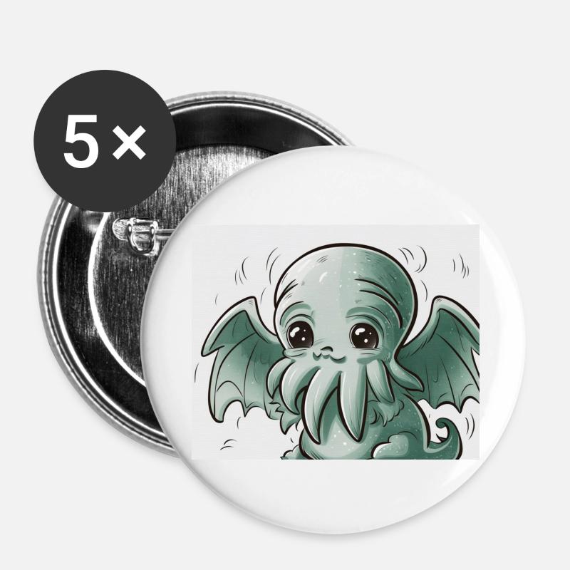 Cute Cthulhu - Buttons large 2.2''/56 mm (5-pack) - white