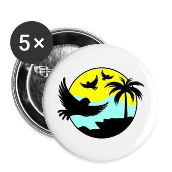paradise birds 02 - Buttons groß 56 mm (5er Pack) - Weiß - Vorne