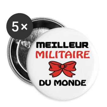 MEILLEUR MILITAIRE DU MONDE - Lot de 5 grands badges (56 mm) - blanc - Devant