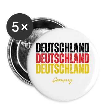 Flagge Deutschlands, deutscher Stolz - Buttons groß 56 mm (5er Pack) - Weiß - Vorne