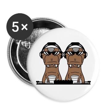 2 Cool DJ Dinosaur T-Rex Mixer Musique de fête - Lot de 5 grands badges (56 mm) - blanc - Devant