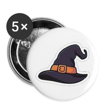 Cute Witch Hat Sticker - Buttons large 2.2''/56 mm (5-pack) - white - Front