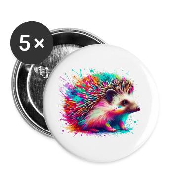 Hérisson - Lot de 5 grands badges (56 mm) - blanc - Devant