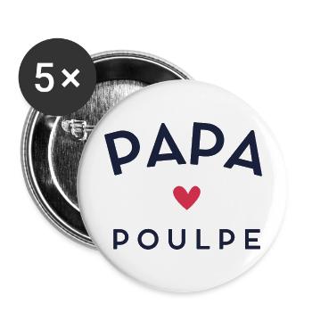 PAPA POULPE coeur 2 - Lot de 5 grands badges (56 mm) - blanc - Devant