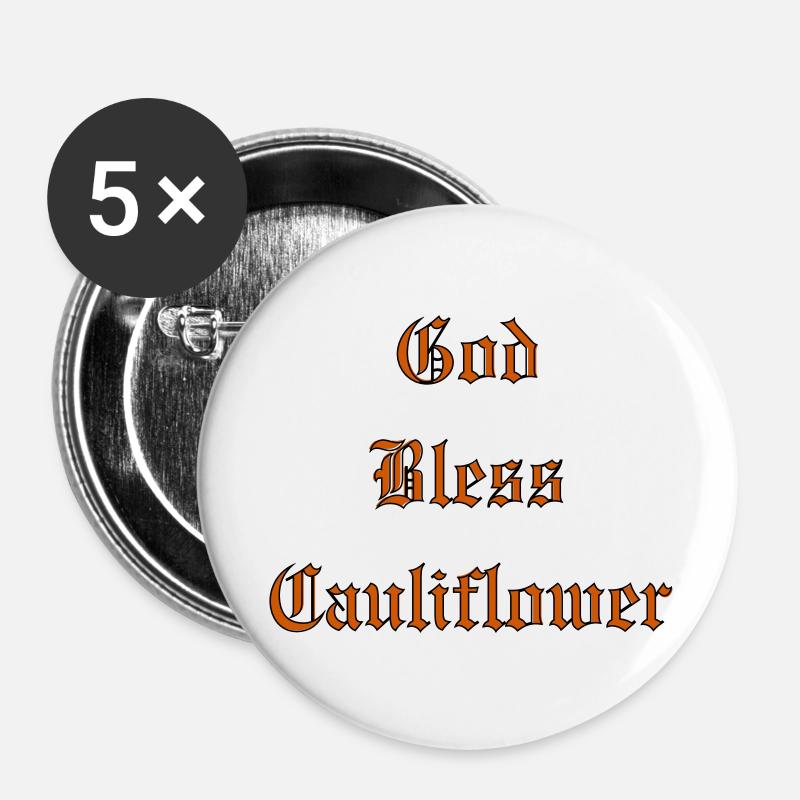 GodBlessCauliflower - Buttons large 2.2''/56 mm (5-pack) - white