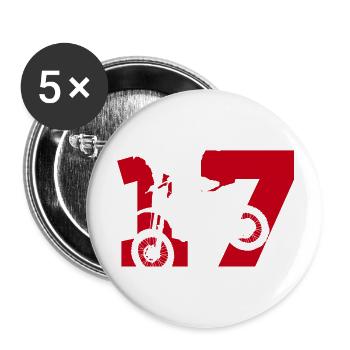 Moto 17 Biker - Buttons groß 56 mm (5er Pack) - Weiß - Vorne