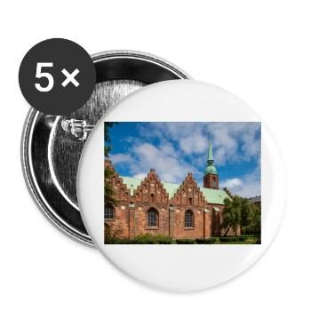 Abteikirche Klosterkirken Aarhus Stadt in Dänemark - Buttons groß 56 mm (5er Pack) - Weiß - Vorne