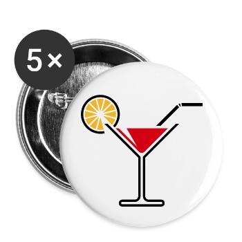 Cocktail Glass / Martini Glass (Red) - Buttons large 2.2''/56 mm (5-pack) - white - Front