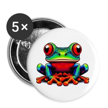 Grenouille - Lot de 5 grands badges (56 mm) - blanc - Devant