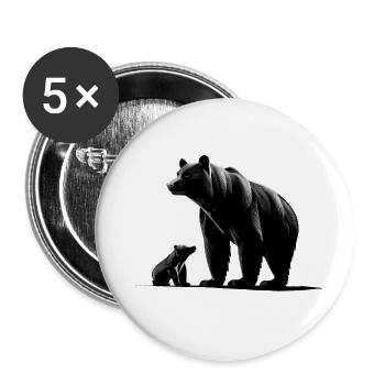 Bear Father with Child Gift for Father Dad - Buttons large 2.2''/56 mm (5-pack) - white - Front