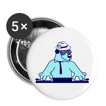 DJ Brown Bear Bear Grizzly Mixer Tie Party - Buttons large 2.2''/56 mm (5-pack) - white - Front