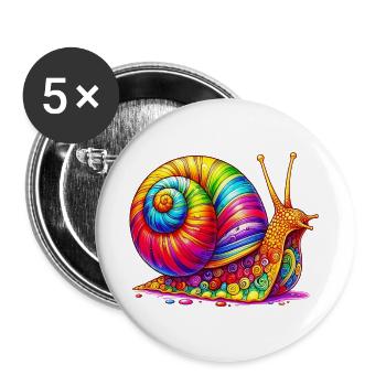 Schnecke - Buttons groß 56 mm (5er Pack) - Weiß - Vorne