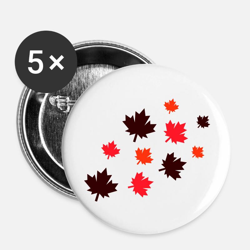 Maple Leaves - Buttons large 2.2''/56 mm (5-pack) - white